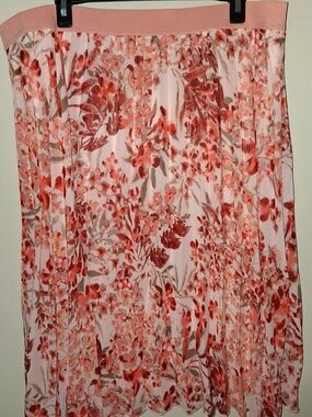 Jaclyn Smith Pink and Coral Floral Midi Skirt